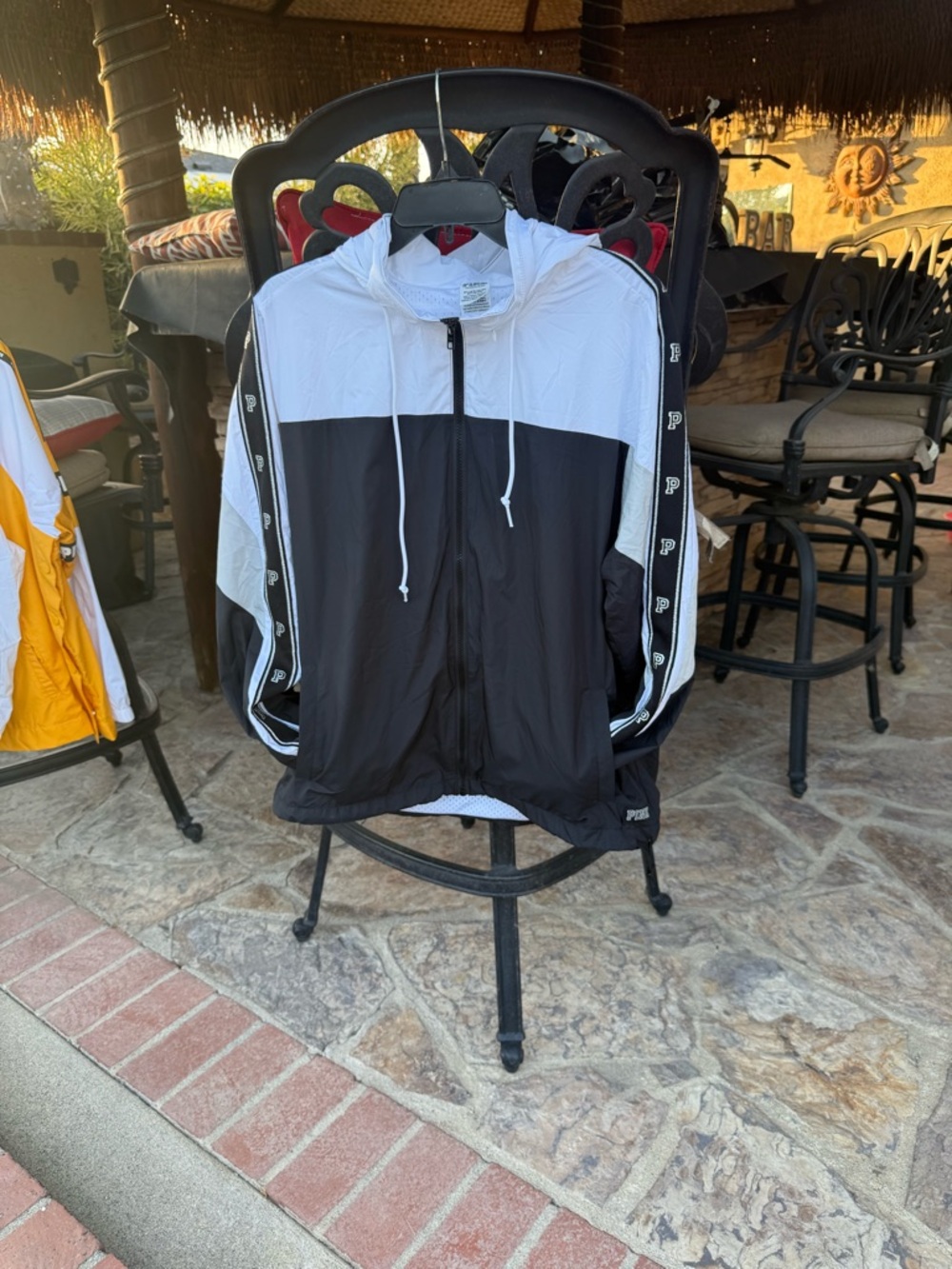 Pink Victoria Secret: Windbreaker Jacket - Black & White